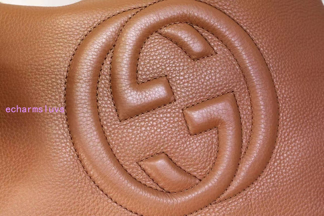 Gucci Soho Shoulder Tote Bag – 35cm Camel Brown Leather with Tassel Zip