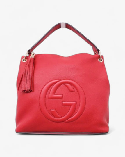 Gucci Soho Shoulder Tote Bag – Red Pebbled Leather with Tassel Zip