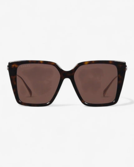 Gucci Square Tortoiseshell Sunglasses with Crystal Studded Temples – GG1967S