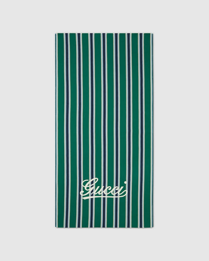 Gucci Striped Cotton Jacquard Beach Blanket – Green/Blue Edition