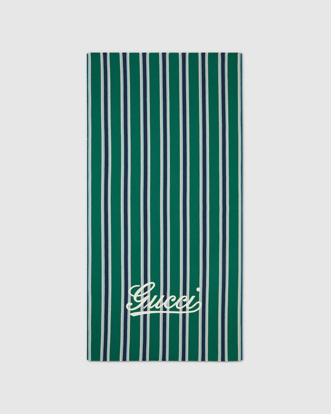 Gucci Striped Cotton Jacquard Beach Blanket – Green/Blue Edition