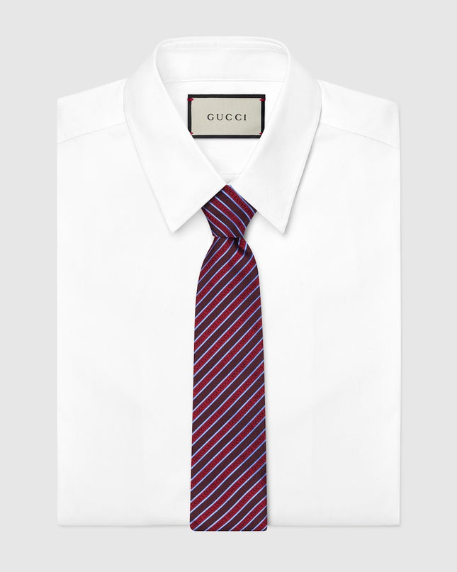 Gucci Striped Silk Jacquard Tie – Blue & Bordeaux