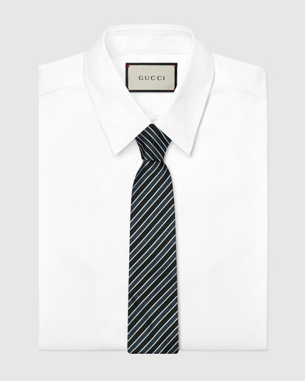 Gucci Striped Silk Jacquard Tie – Blue & Light Blue