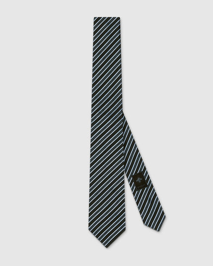 Gucci Striped Silk Jacquard Tie – Blue & Light Blue