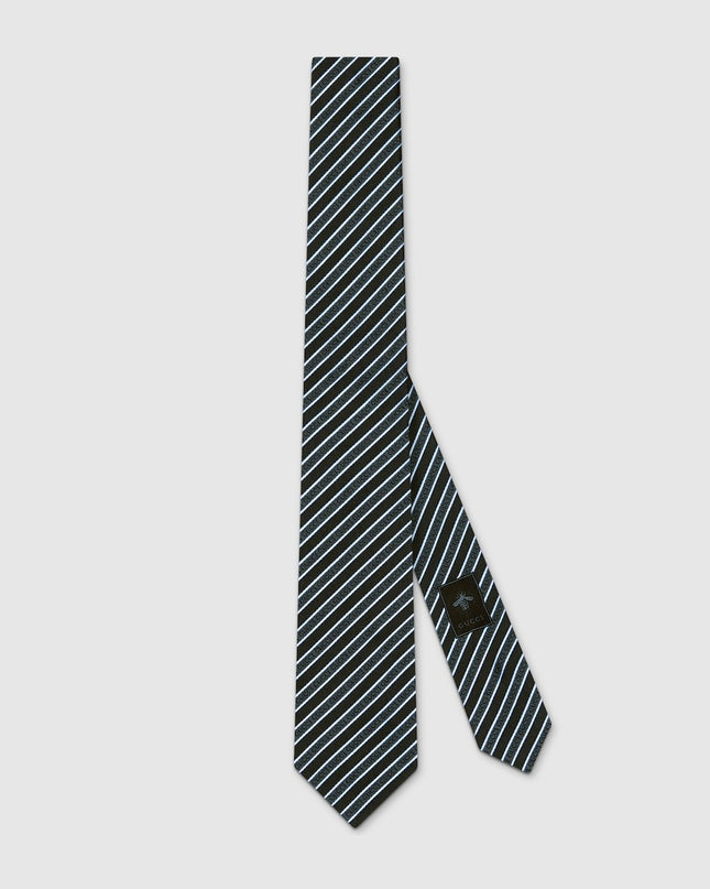 Gucci Striped Silk Jacquard Tie – Blue & Light Blue