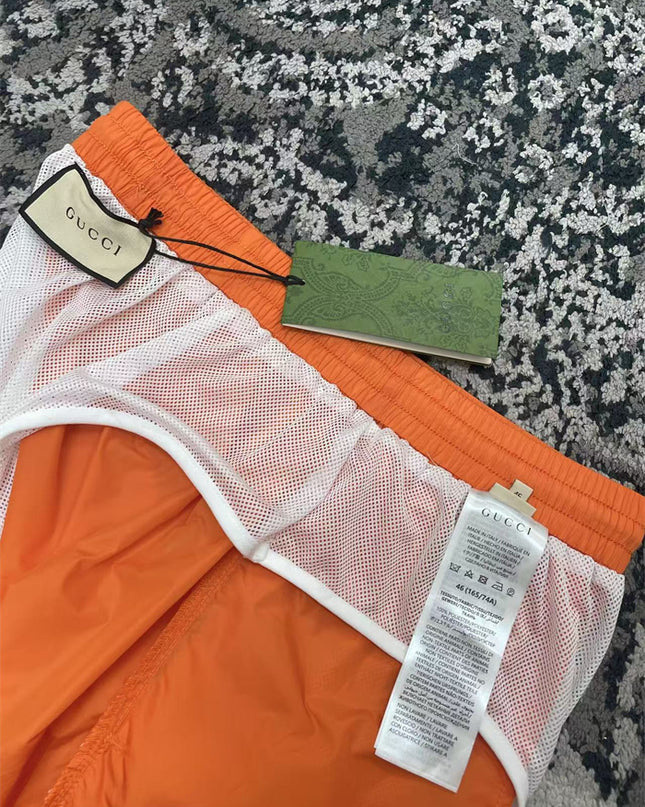 Gucci Technical Nylon Swim Shorts in Bright Orange