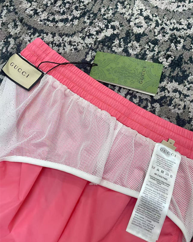 Gucci Technical Nylon Swim Shorts in Neon Pink