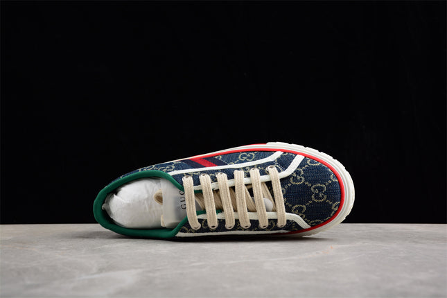 Gucci Tennis 1977 GG Denim Sneaker with Red Piping