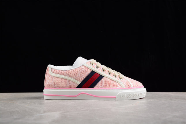 Gucci Tennis 1977 Pink GG Woven Sneaker