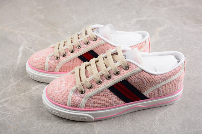 Gucci Tennis 1977 Pink GG Woven Sneaker