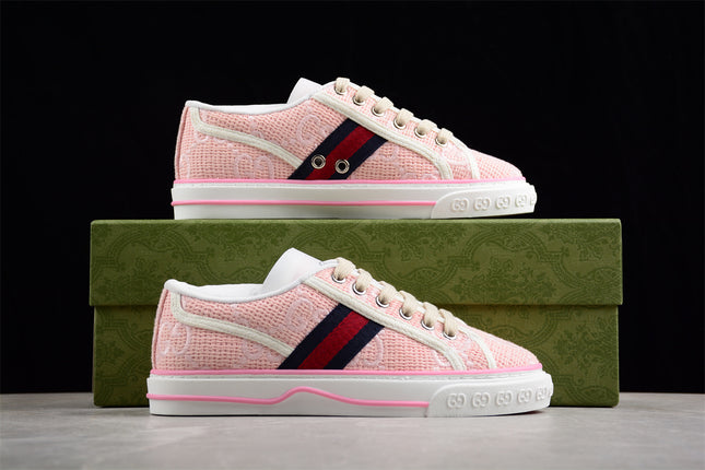 Gucci Tennis 1977 Pink GG Woven Sneaker