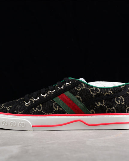 Gucci Tennis 1977 Web Sneaker – Black GG Canvas