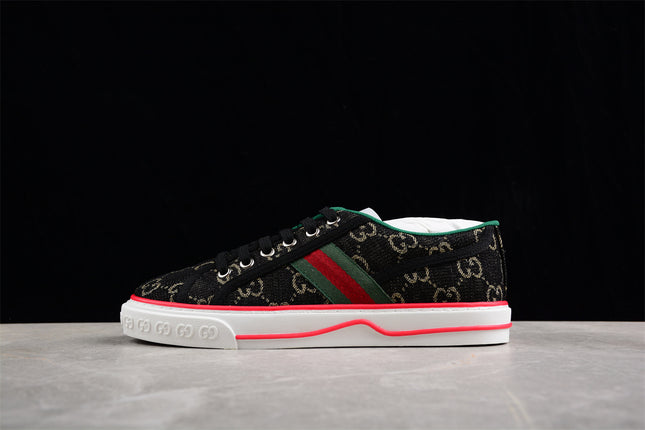 Gucci Tennis 1977 Web Sneaker – Black GG Canvas