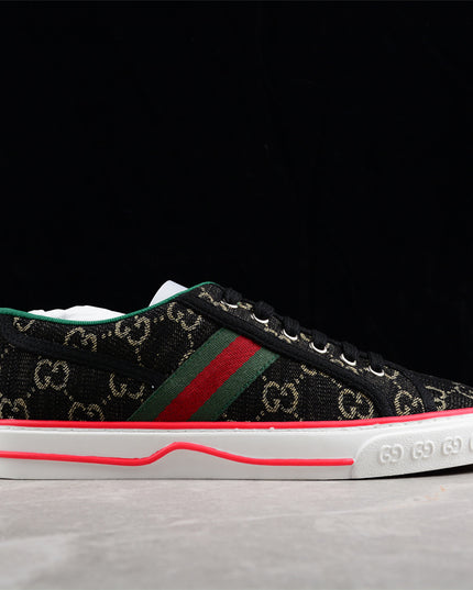 Gucci Tennis 1977 Web Sneaker – Black GG Canvas