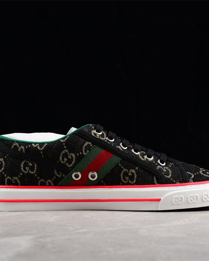 Gucci Tennis 1977 Web Sneaker – Black GG Canvas