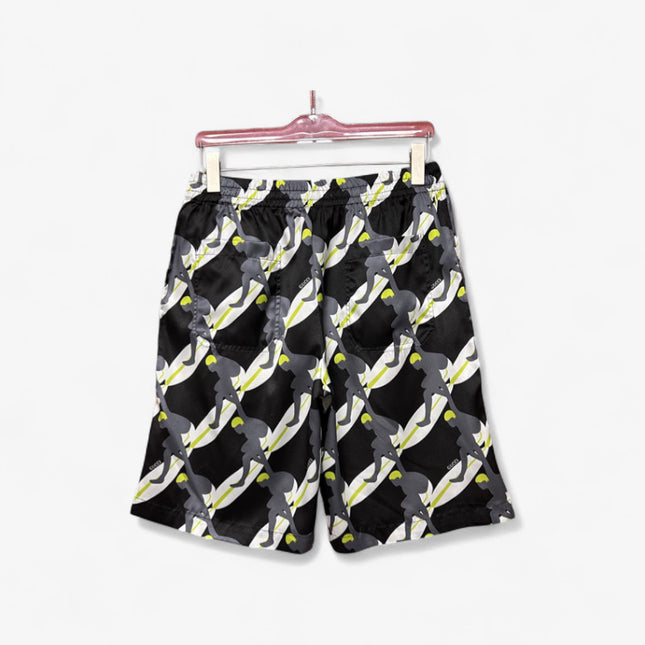 Gucci Tennis‑Player Printed Silk Drawstring Shorts