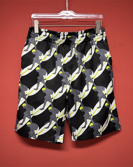 Gucci Tennis‑Player Printed Silk Drawstring Shorts