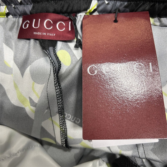 Gucci Tennis‑Player Printed Silk Drawstring Shorts