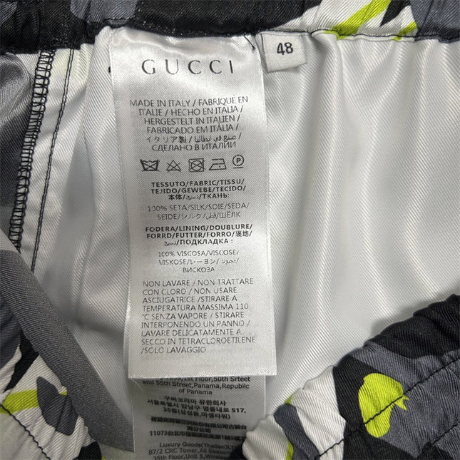 Gucci Tennis‑Player Printed Silk Drawstring Shorts