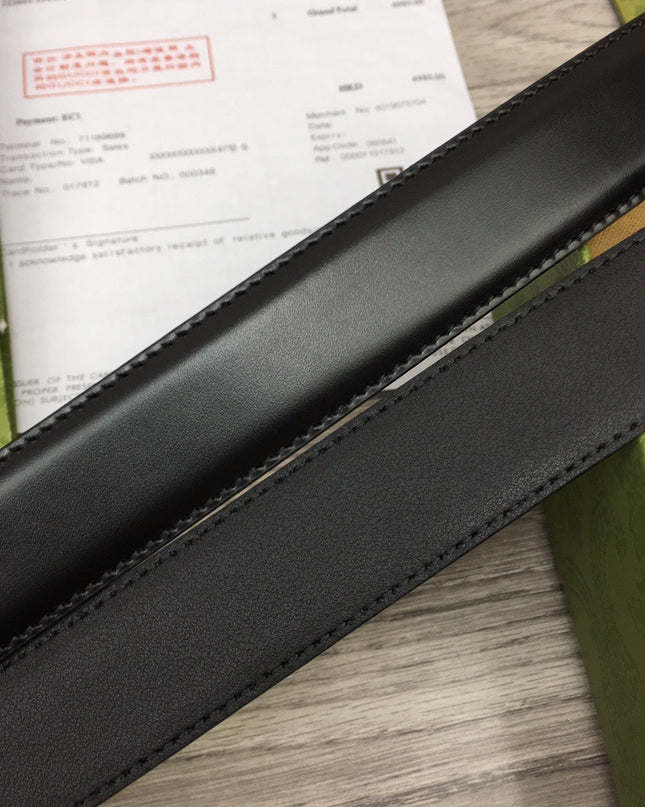Gucci Thin Leather Belt with G Buckle – Black & Palladium