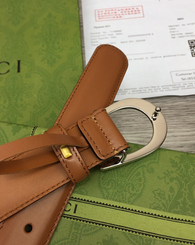 Gucci Thin Leather Belt with G Buckle – Tan 655566