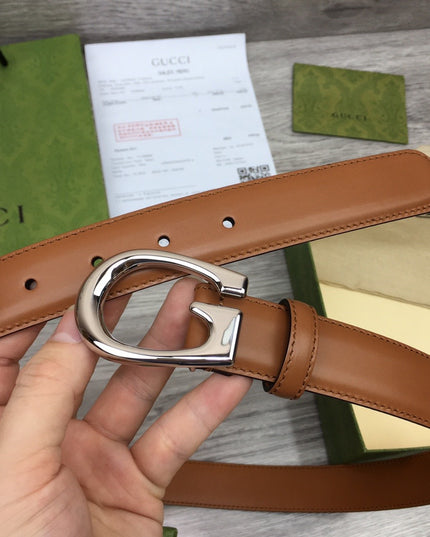 Gucci Thin Leather Belt with G Buckle – Tan 655566