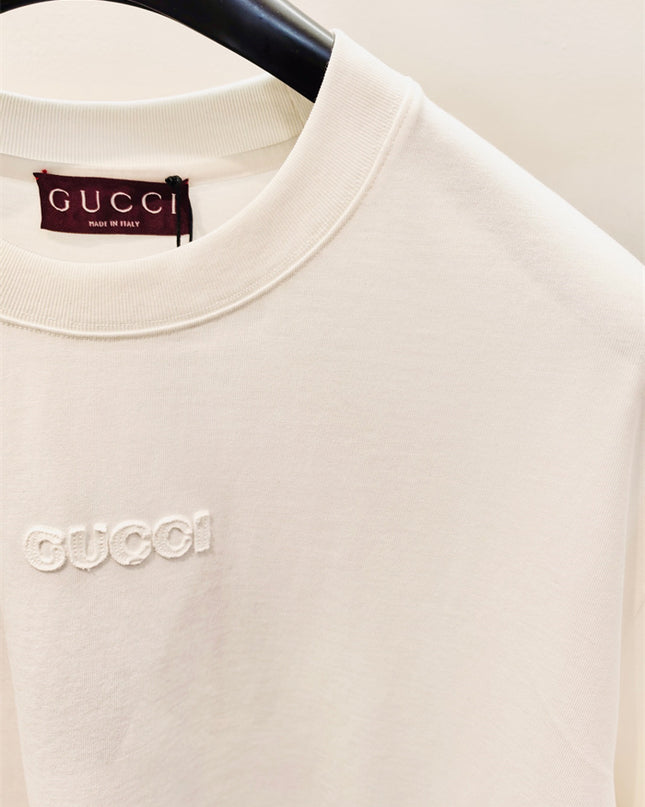 Gucci Tonal Embroidered Logo Cotton‑Jersey T‑Shirt
