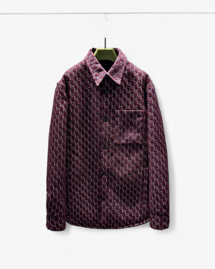 Gucci Velvet Monogram Button-Up Shirt Jacket – Burgundy