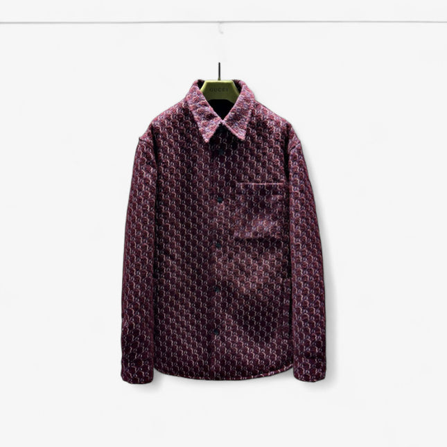 Gucci Velvet Monogram Button-Up Shirt Jacket – Burgundy