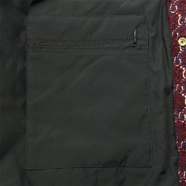 Gucci Velvet Monogram Button-Up Shirt Jacket – Burgundy