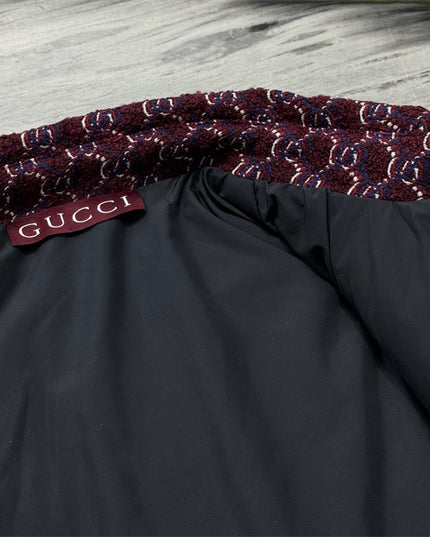 Gucci Velvet Monogram Button-Up Shirt Jacket – Burgundy
