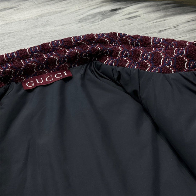 Gucci Velvet Monogram Button-Up Shirt Jacket – Burgundy