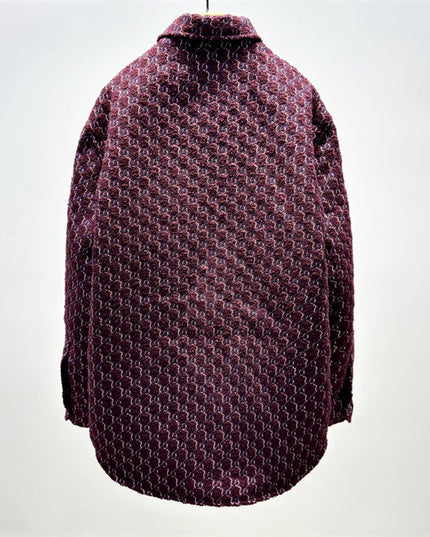 Gucci Velvet Monogram Button-Up Shirt Jacket – Burgundy