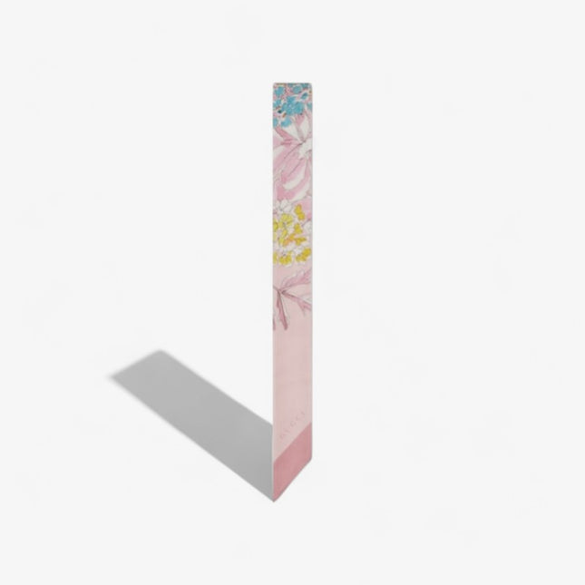 Gucci Watercolor Floral Silk Twill Ribbon – Light Pink