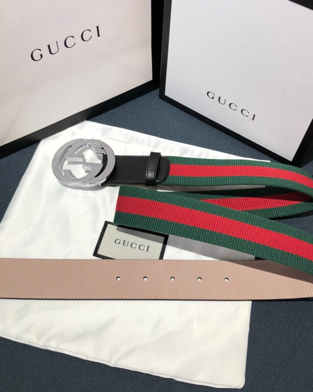 Gucci Web Belt with Interlocking G Buckle 411924 – Green & Red Stripe