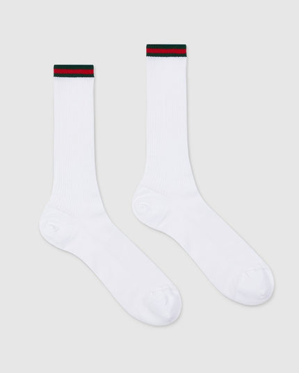 Gucci Web Stripe Cotton Socks – White