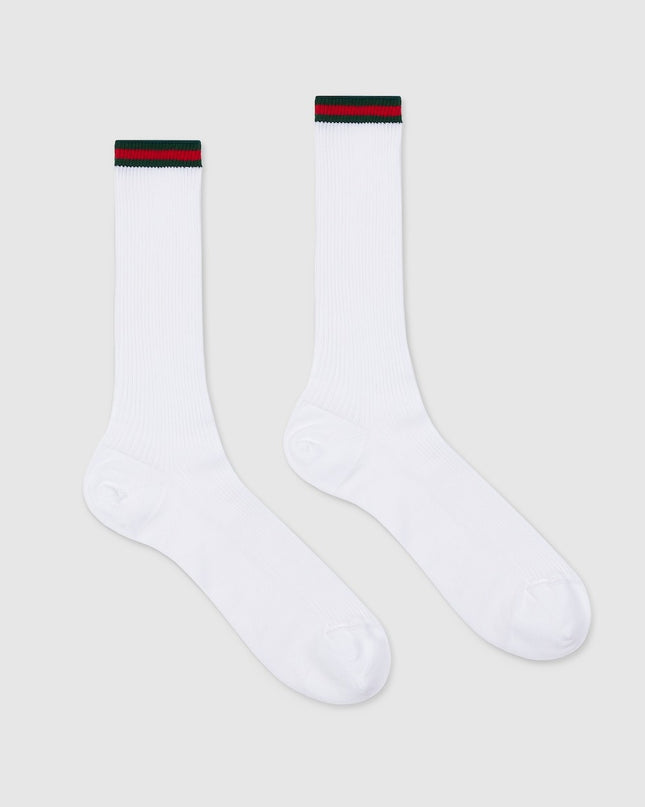 Gucci Web Stripe Cotton Socks – White