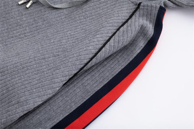 Gucci Web Stripe Hooded Sweatshirt – Grey