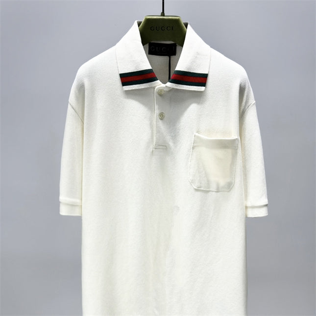 Gucci Web‑Stripe Collar Cotton‑Piqué Polo Shirt