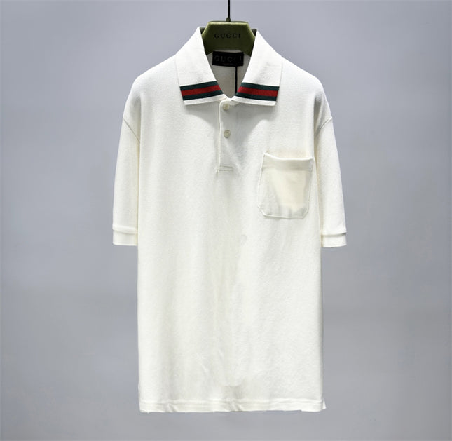 Gucci Web‑Stripe Collar Cotton‑Piqué Polo Shirt