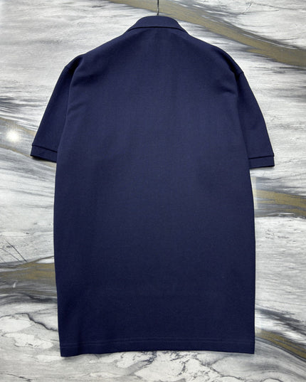Gucci Web‑Stripe Collar Cotton‑Piqué Polo Shirt in Navy