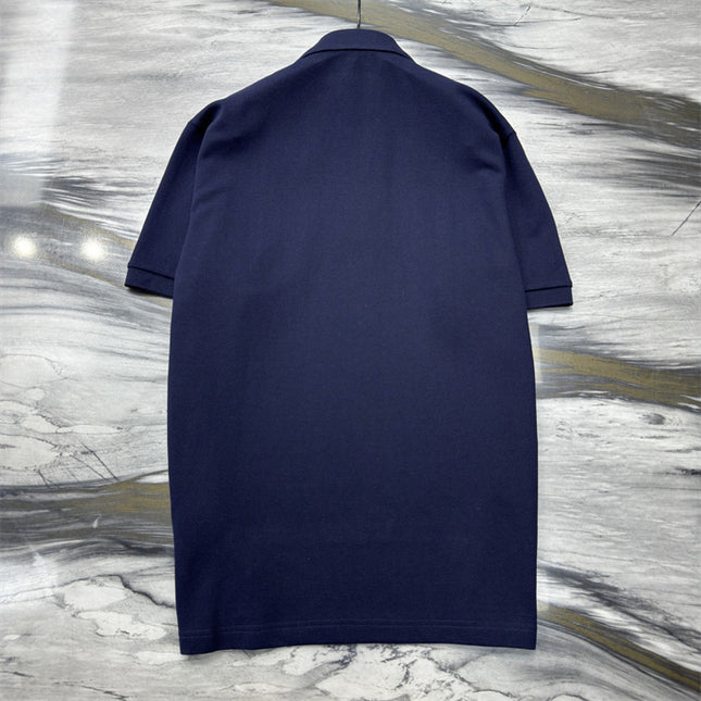 Gucci Web‑Stripe Collar Cotton‑Piqué Polo Shirt in Navy