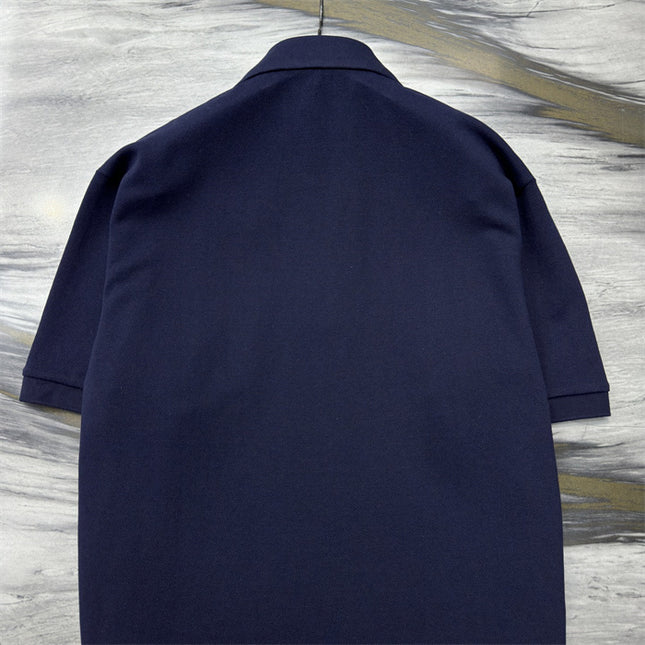 Gucci Web‑Stripe Collar Cotton‑Piqué Polo Shirt in Navy