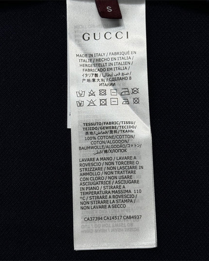 Gucci Web‑Stripe Collar Cotton‑Piqué Polo Shirt in Navy