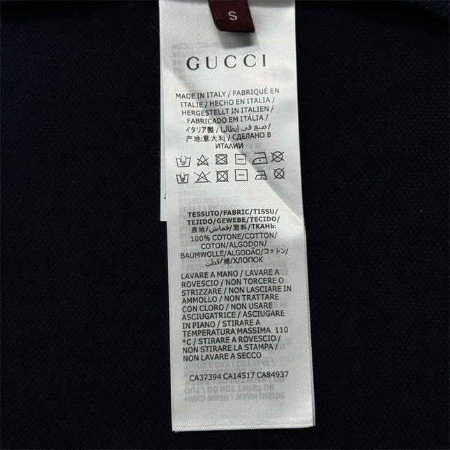 Gucci Web‑Stripe Collar Cotton‑Piqué Polo Shirt in Navy