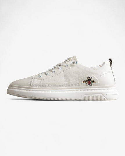 Gucci White Bee Embroidered Low-Top Sneaker