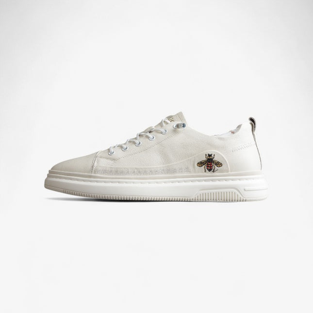 Gucci White Bee Embroidered Low-Top Sneaker