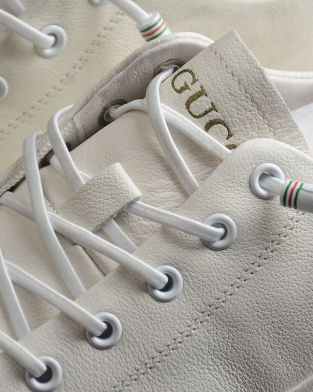 Gucci White Bee Embroidered Low-Top Sneaker
