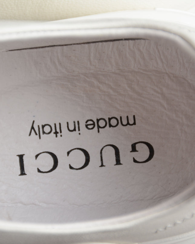 Gucci White Bee Embroidered Low-Top Sneaker