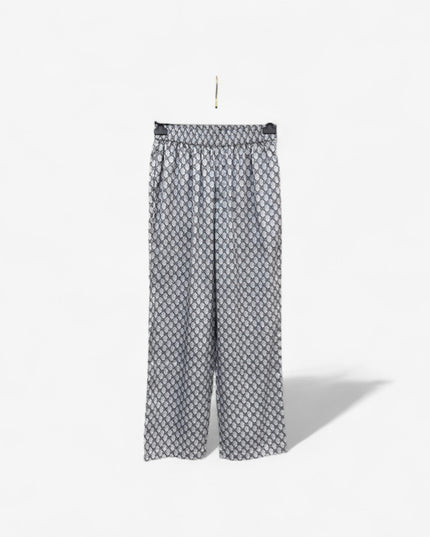 Gucci White GG Pattern Wide-Leg Pants
